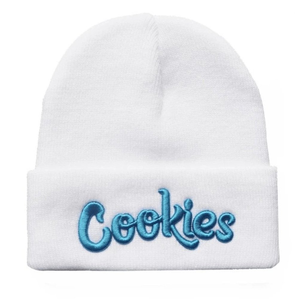 WOMENS COOKIES ORIGINAL MINT EMBROIDERED KNIT BEANIE (White w/Blue)